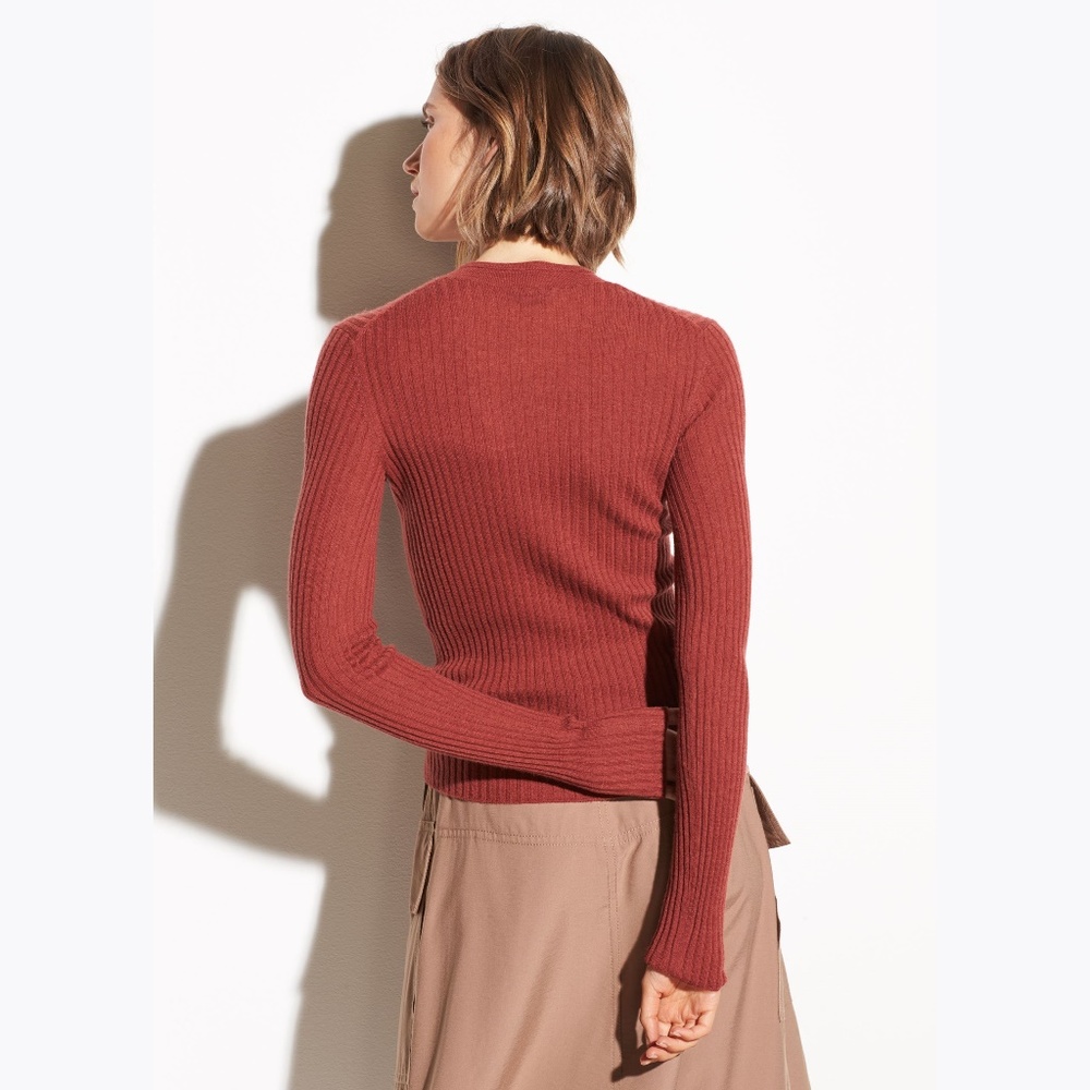 VINCE. Mixed Rib Cashmere Long Sleeve Sweater sz S - Picture 3 of 8